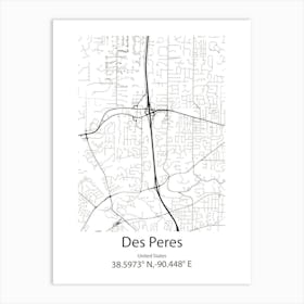 Des Peres,United States Minimalist Map Art Print