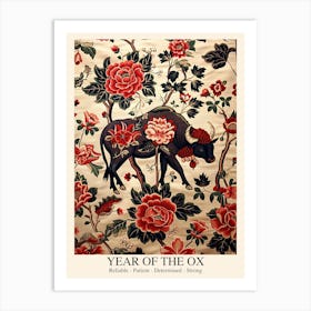 Chinese Lunar Year Of The Ox 1 William Morris Style Art Print