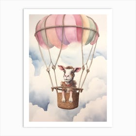 Baby Goat 1 In A Hot Air Balloon Art Print