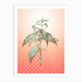 Commelina Zanonia Vintage Botanical in Peach Fuzz Polka Dot Pattern n.0108 Art Print