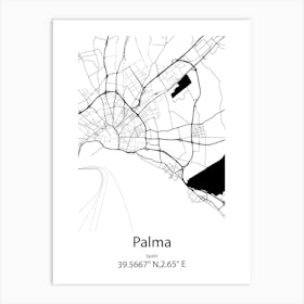 Palma,Spain Minimalist Map Art Print