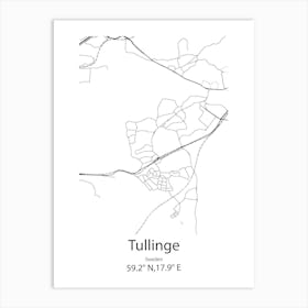 Tullinge,Sweden Minimalist Map Art Print