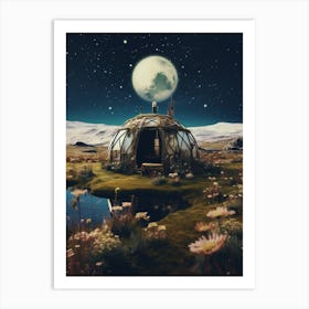 Yurt in a field in the style of cosmic surrealism 1 Art Print