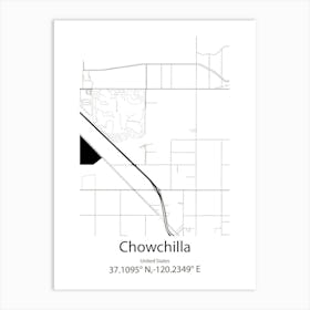 Chowchilla,United States Minimalist Map 1 Art Print