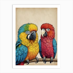 Colorful Parrots 1 Art Print