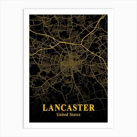 Lancaster Gold City Map 1 Art Print