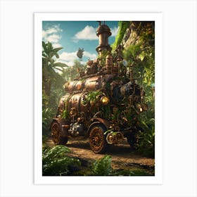 Steam Train In The Jungle Art Print