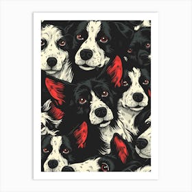 Perfectly Repeatable Artwork With Cute Dog Faces 01 Art Print