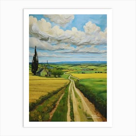 Green plains, distant hills, country houses,renewal and hope,life,spring acrylic colors.27 Art Print