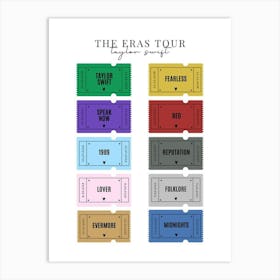 Eras Tour taylor swift album titles Art Print