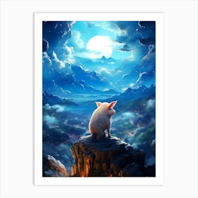 Pig In The Moonlight 1 Art Print