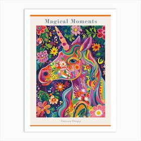 Floral Fauvism Style Unicorn Portrait 1 Poster Art Print