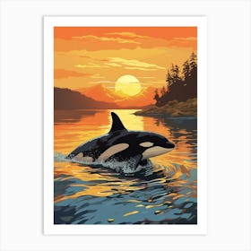 Orca Whale Splashing Around Art Print