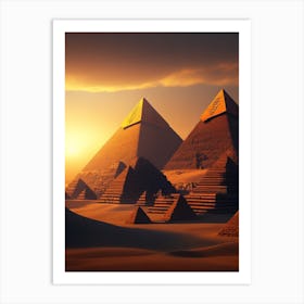 Rpg 40 Gothic Ancient Egyptian 3 Pyramids During Sunset 8k Res 0 Art Print