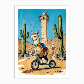 Llama On A Bike 1 Art Print