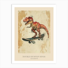 Velociraptor Vintage Dinosaur Poster Art Print