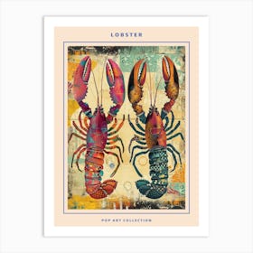 Kitsch Tile Lobsters Poster Art Print