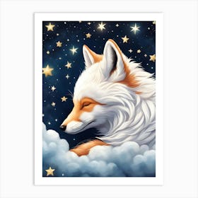 Fox Sleeping In The Clouds-Peaceful Art Print