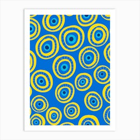 Abstract Yellow And Blue Circles Art Print