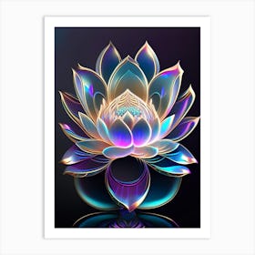 Lotus Flower Pattern Holographic 2 Art Print