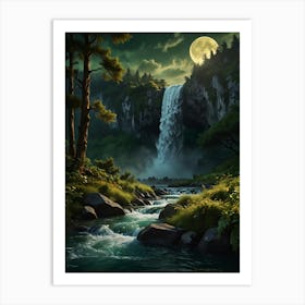 Waterfall In The Forest 6 Art Print