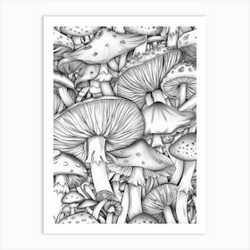 Mushrooms In The Forest Art Print