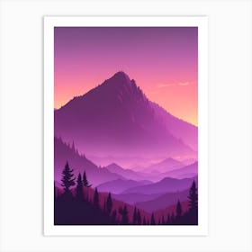 Misty Mountains Vertical Composition In Purple Tone 40 Art Print