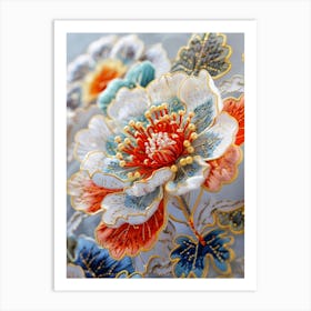 Embroidered Flowers 32 Art Print