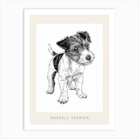 Russell Terrier Dog Line Sketch 4 Poster Art Print