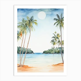 Watercolour Of White Beach   Boracay Philippines 0 Art Print