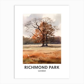 Richmond Park, London 2 Watercolour Travel Poster Art Print