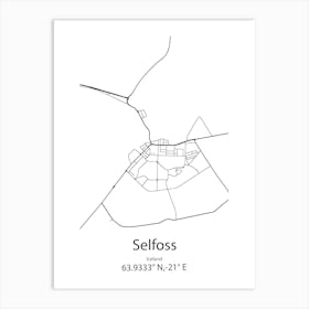 Selfoss,Iceland Minimalist Map Art Print