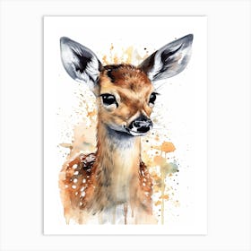 Baby Deer Watercolour Nursery 2 Art Print