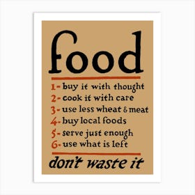 Food, Don't Waste It, Vintage WPA Poster Art Print