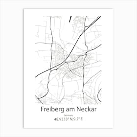 Freiberg,Germany Minimalist Map Art Print