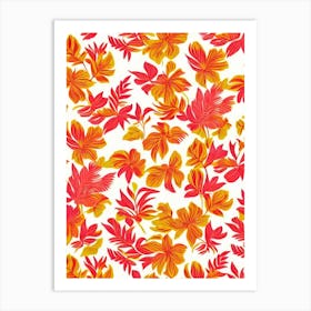 Heliconia Floral Print Retro Pattern 2 Flower Art Print