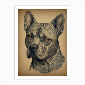 Tattooed Bull Terrier Art Print