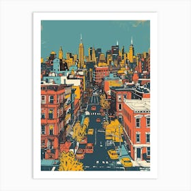 East Village New York Colourful Silkscreen Illustration 4 Art Print