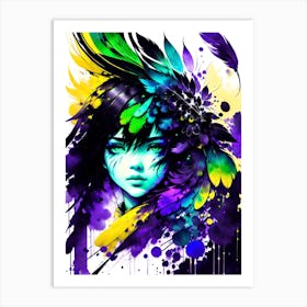 Girl With Feathers 1 Art Print