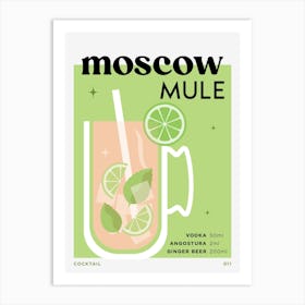 Moscow Mule in Green Cocktail Recipe Art Print