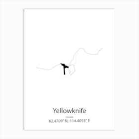 Yellowknife,Canada Minimalist Map Art Print