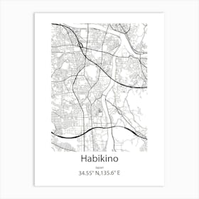 Habikino,Japan Minimalist Map Art Print