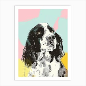 Springer Spaniel Dog Pastel Line Illustration  1 Art Print