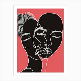 Abstract Women Pink Faces 3 Art Print