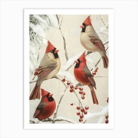 Cardinals In The Snow Art Print