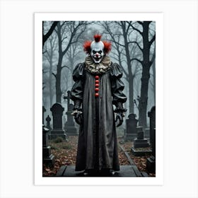 Twisted Smile in the Shadows Spooky Clown Art Print