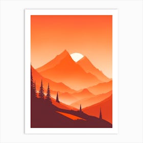 Misty Mountains Vertical Composition In Orange Tone 193 Art Print