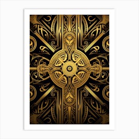 Gold Ornate Cross Art Print