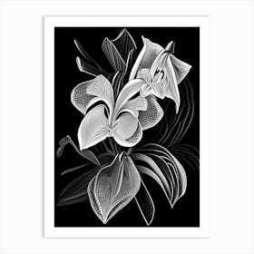 Orchid Leaf Linocut 2 Art Print