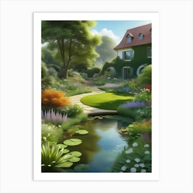 Pond In The Garden Art Print